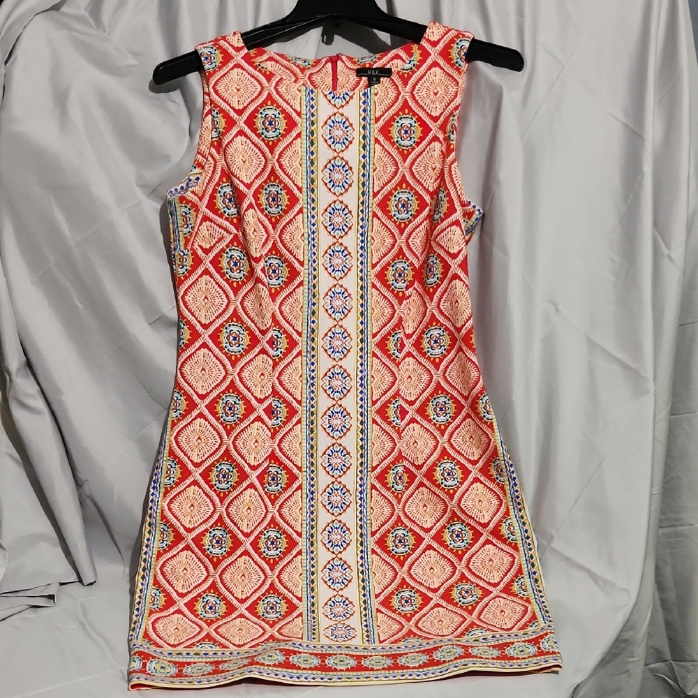R & K Geometric Red Sleeveless Dress